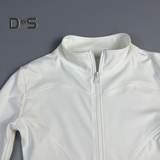 Women Sports Jacket Full Zip High Elasticity Yoga Jacket Stand Collar Slimming Fitness Top for Running Yoga Workout