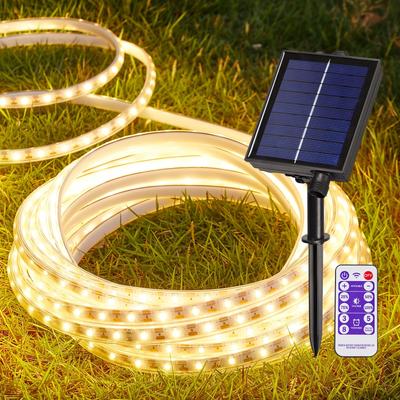 Tira LED Solar LIFENGSOLER 5m 8 Modos de Iluminación Control Remoto 300 LEDs Blanco Cálido Solar y USB para y Fiestas Luz, Exterior, Modos, Control, Impermeable,