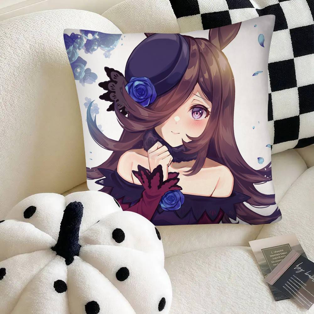 Rice Shower Hot Anime Umamusume Pillow Case Square Pillow Bedroom Sofa Leisure Comfort Cushion Car Home Decoration