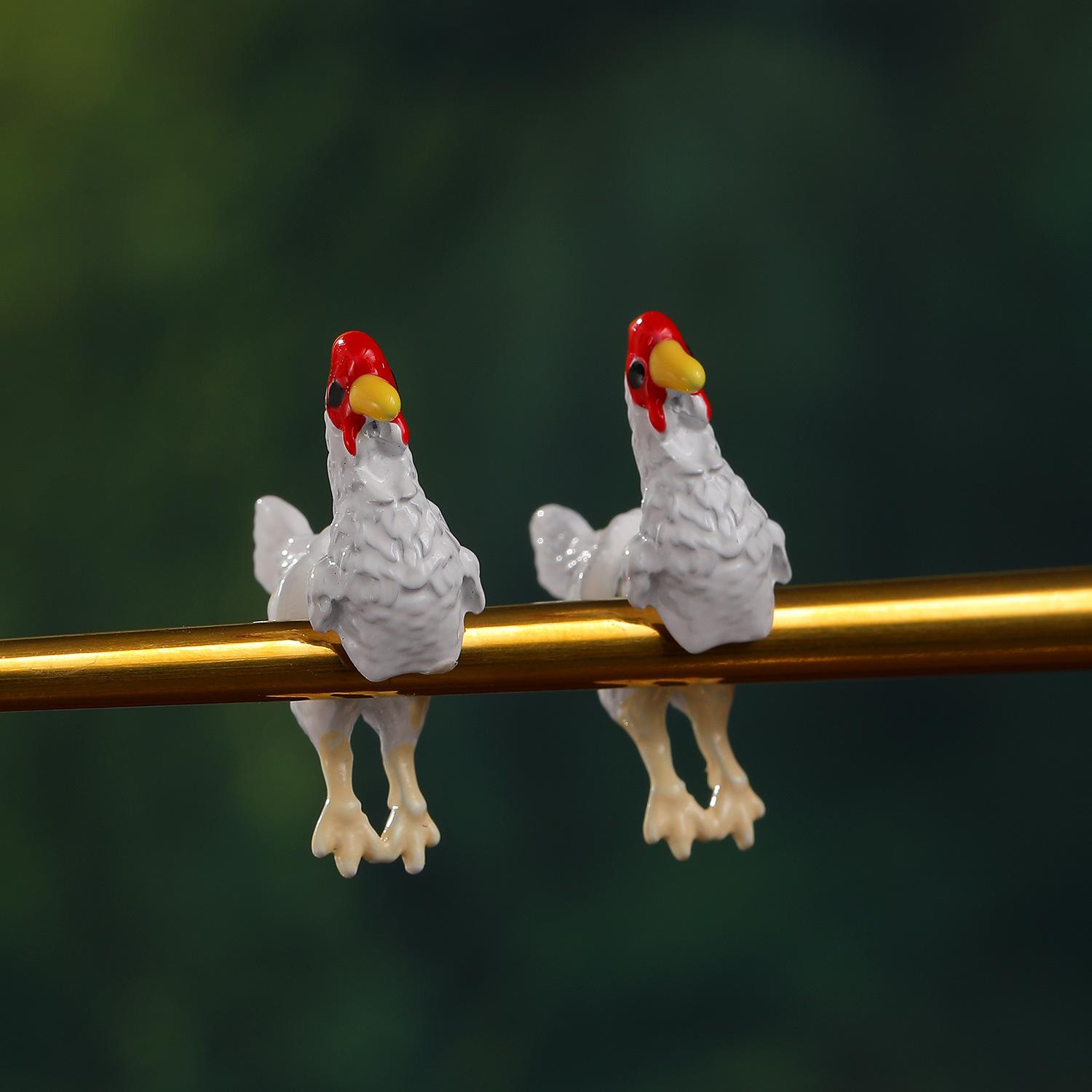 

1/3Pairs Personalized Creativity Hand Painted Chicken Earrings Pendant Jewelry Allergy Resistant Metal Casual Ear Rings as the picture