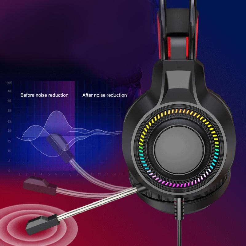 Wireds Over Ear Headphones With Glowing LED Lights 40mm Composite Diaphragm Driver Ergonomic Protein Leather Cushions Flexible Two Suspension Headbeam