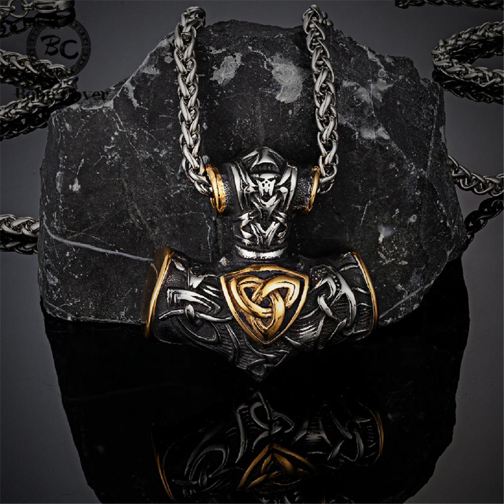 Buy Viking Runes Anchor Necklace Mens Thor Hammer Pendant Stainless