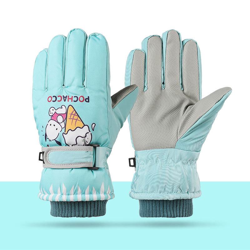 Kuromi Melody Winter Children Fleece Gloves Waterproof Outdoor Ski Warm Outdoor Cycling Gloves Windproof Cold Resistant Sanrio