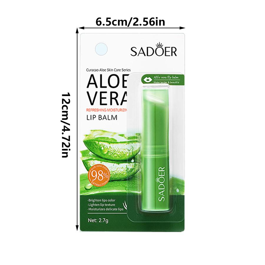 Aloe Vera Lip Balm SADOER Vitamin C Prevents Dry and Chapped Lips Hydrating Moisturizing Lip Balm