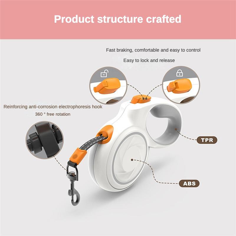 Durable Adjustable 5M 30Kg Retractable Dog Leash Roulette Design For Small Or Large Dogs Walking Rope Chain Accessory