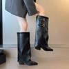 Μυτερές μπότες γυναικείες χοντρό τακούνι φθινοπωρινές και χειμερινές γυναικείες μπότες νέες μπότες μπότες ψηλές μπότες western cowboy μπότες
