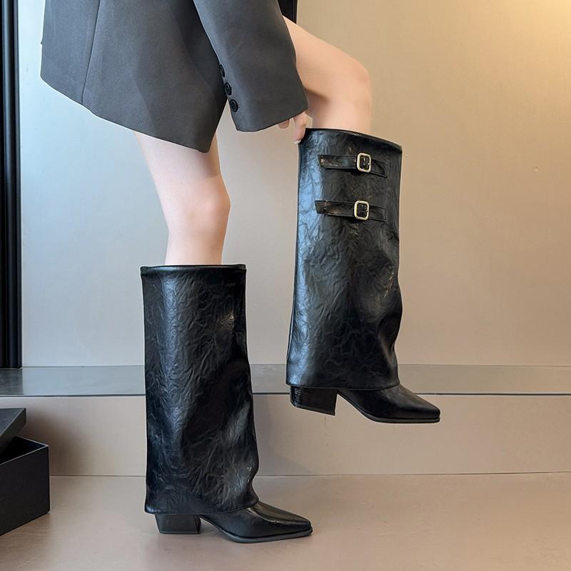 Pointed boots women's thick heel autumn and winter women's boots new boots boots high boots western cowboy boots