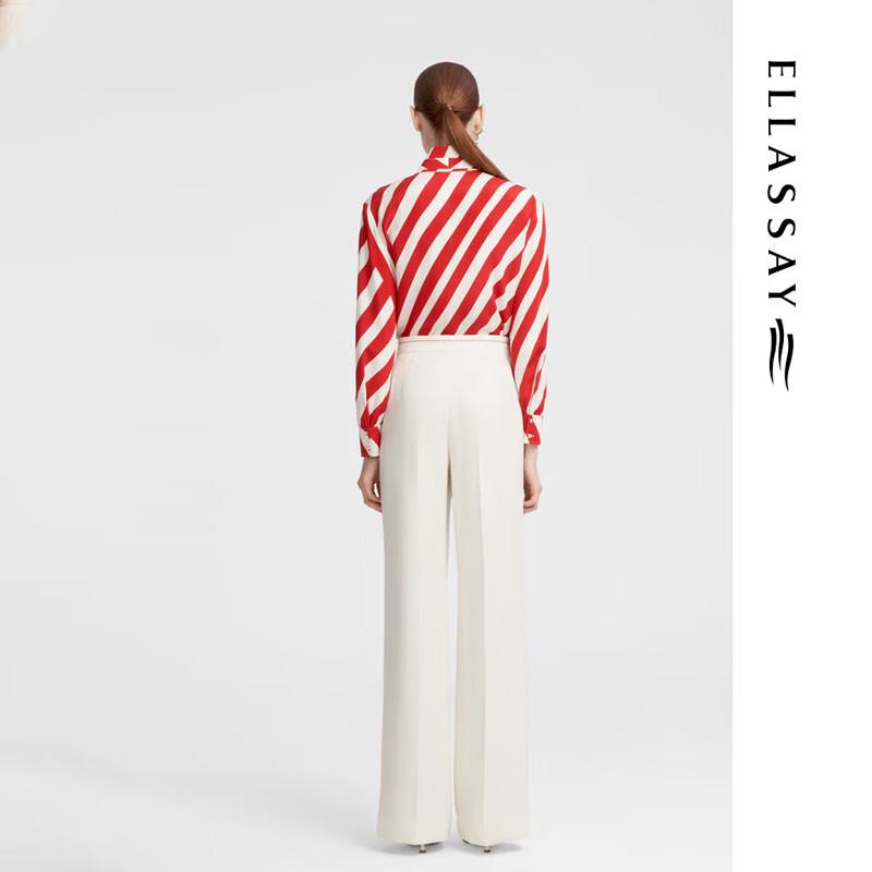 ELLASSAY Women's Mulberry Silk Diagonal Stripe Long-Sleeve Shirt