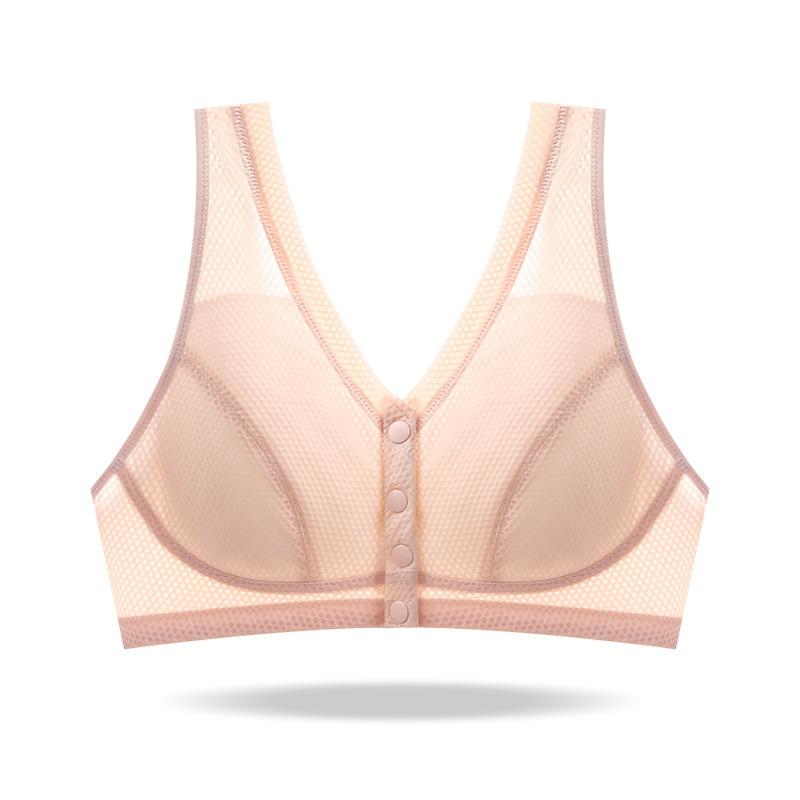 Plus Size Front Closure Tank Style Breathable Bra For Middle Aged Elderly Women