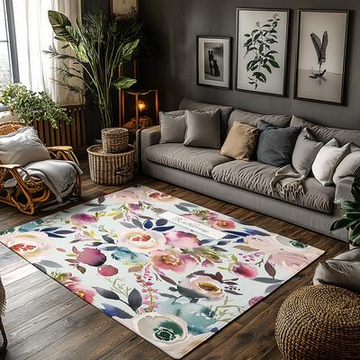 Floral Area Rug Washable Non Slip Indoor Outdoor Mat Home Decor Kitchen Carpet Modern Abstract Design Living Room Floor Covering