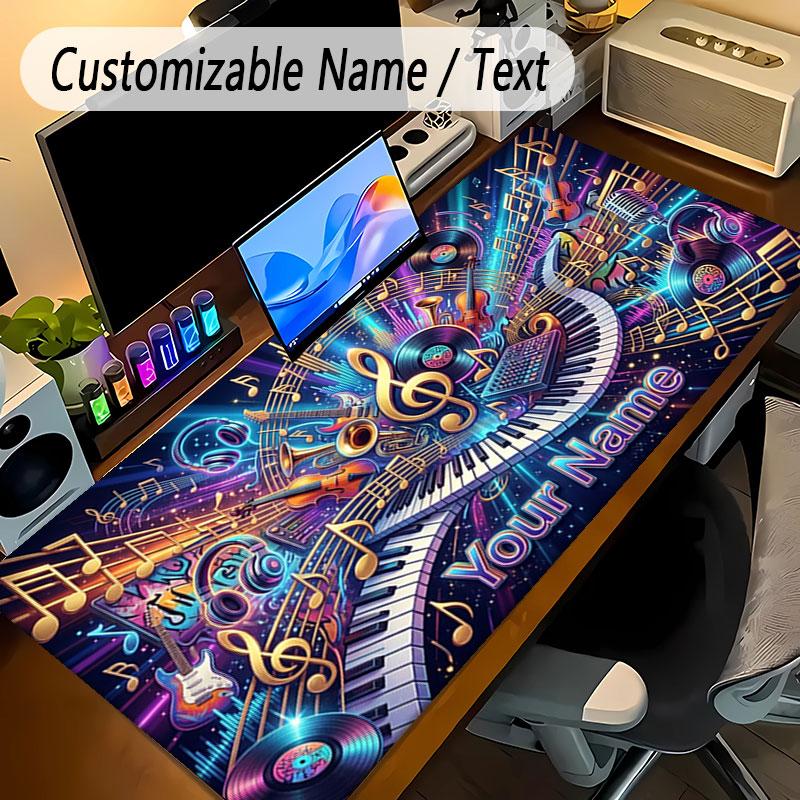 Music Theme Personalized Mouse Pad Custom Name Text Non Slip Desk Pad For Laptop Office Desktop