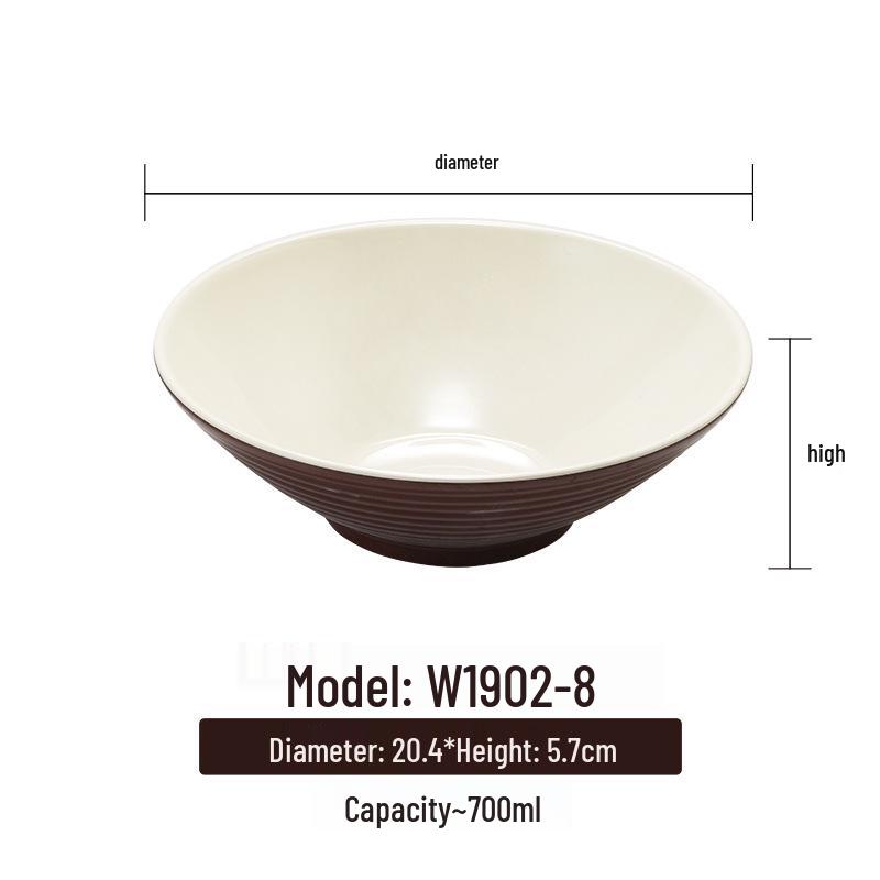 Melamine White Noodle Bowl, Imitation Porcelain, Large Plastic Soup/Rice Bowl for Commercial Use.