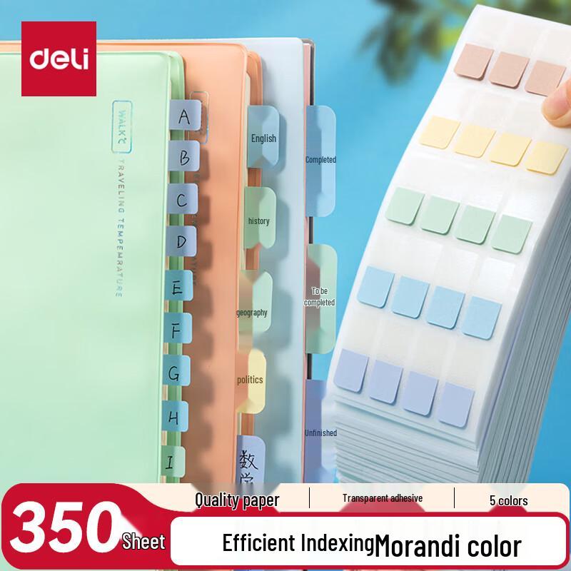 Deli Morandi Multi-Size Translucent Index Tabs, 350-Count