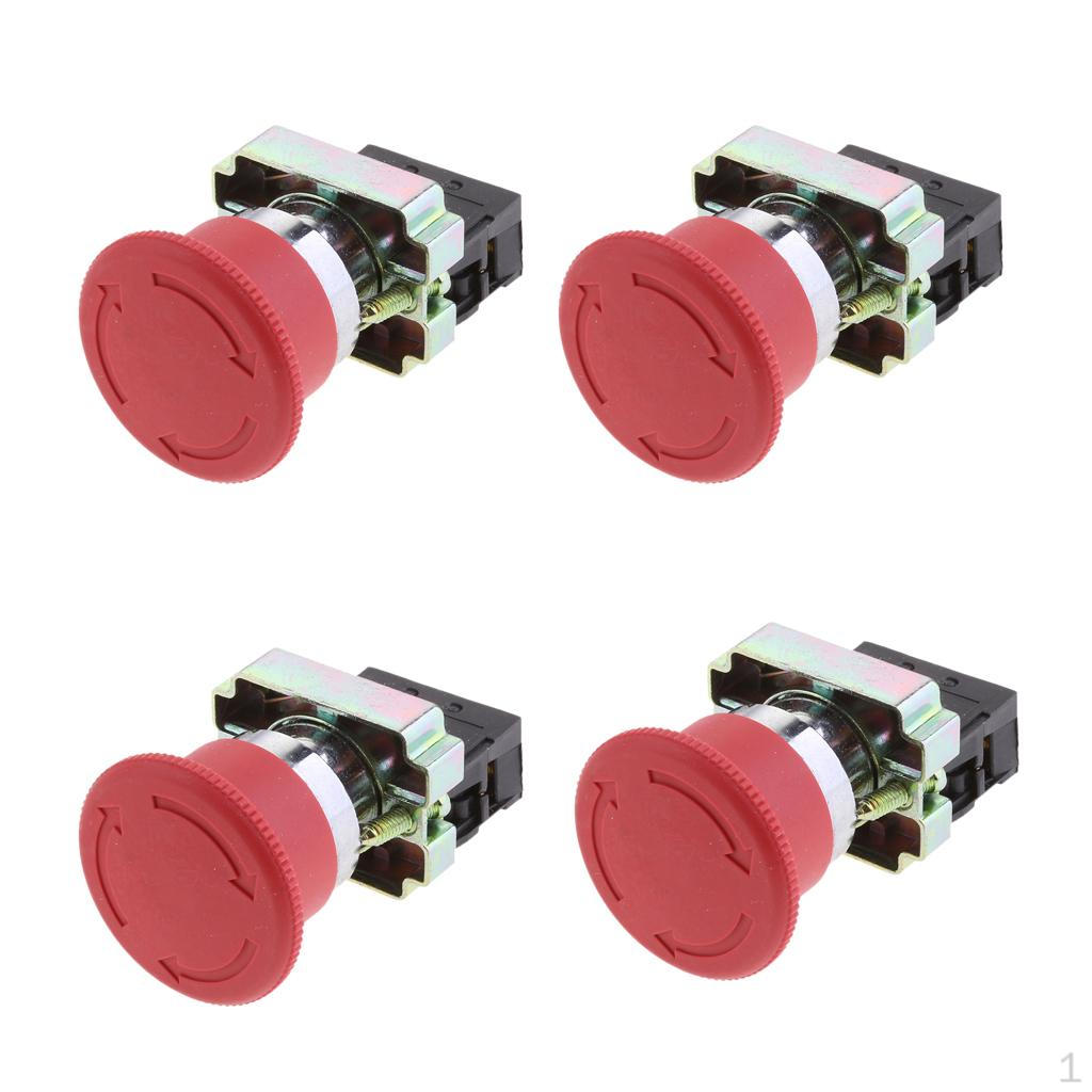 

4 Packung 22mm Emergency Stop Push Button Assembly Release XB2-BS542 for Industrial Machine