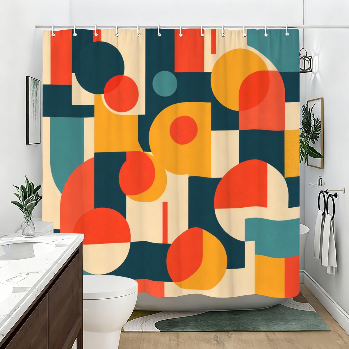 

Stylish Artistic Pattern Polyester Shower Curtain - Creative Bathroom Decor, Fashionable Bath Curtain For Home & Hotel W60H190(CM)-1 Pcs