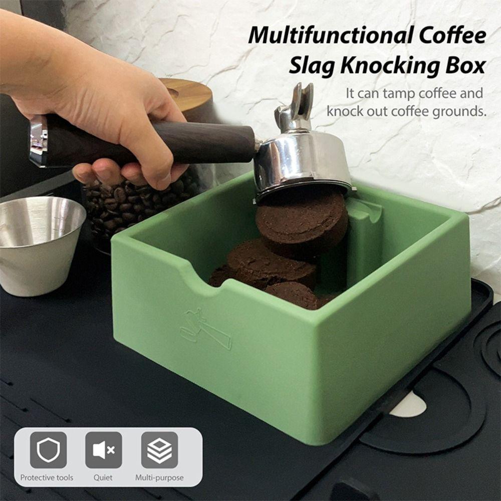 Non-Slip Coffee Knock Box Shock-Absorbent 1.5L Capacity Coffee Grounds Container Quiet Reusable Coffee Waste Bar Espresso Bar