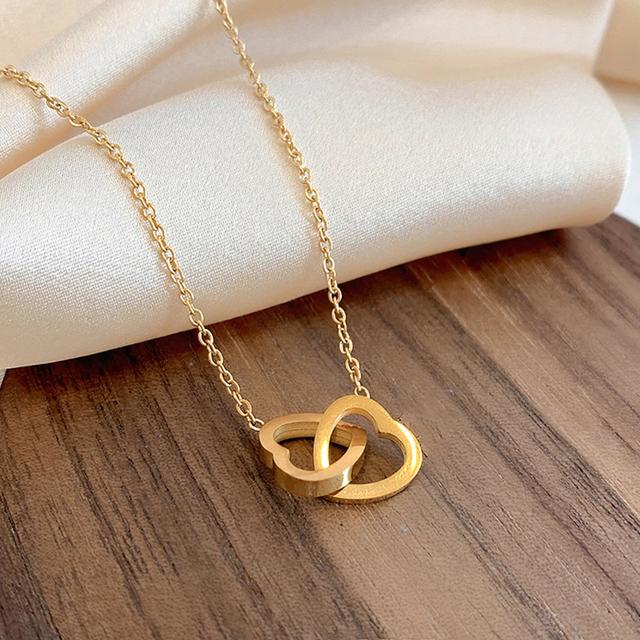 

Креативное ожерелье из титановой стали с крестом Double Love для женщин и девушек, модное ожерелье с ключицей и цепочкой, ювелирные изделия