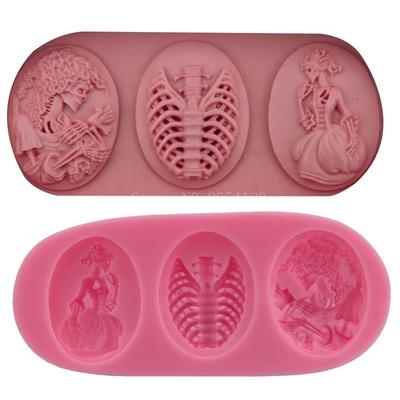 Halloween Scary Human Skeleton Silicone Fondant Soap 3D Cake Mold