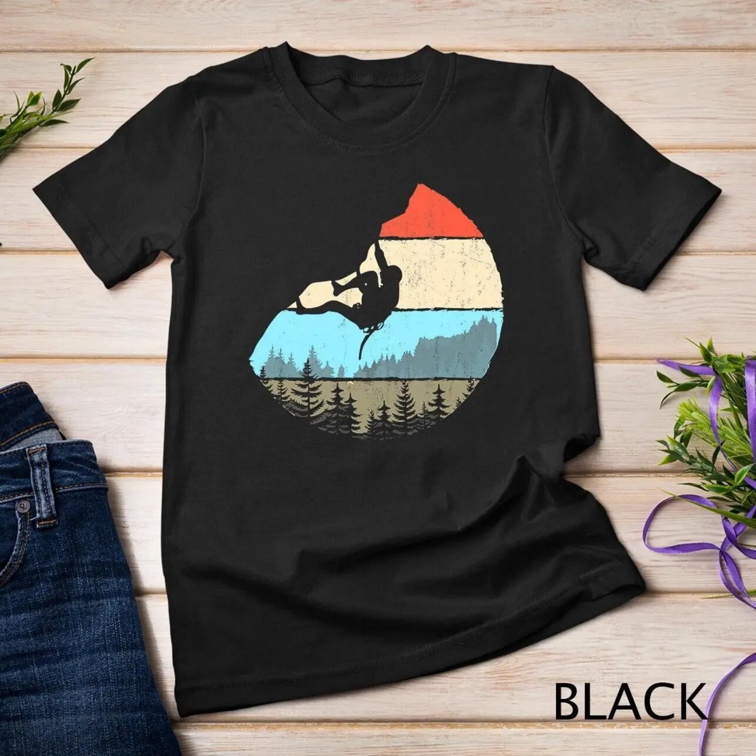 Style Rock Climbing Retro Bouldering Climber T Shirt S