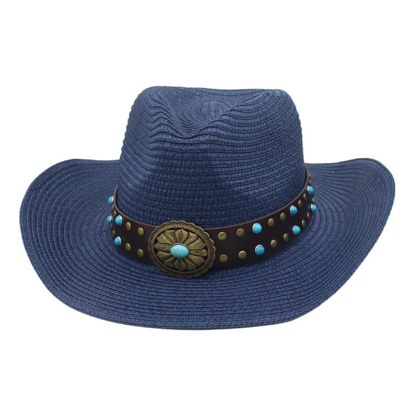 Color summer sunscreen straw hat jazz hat European and American western new fashion outdoor sunshade sunscreen denim