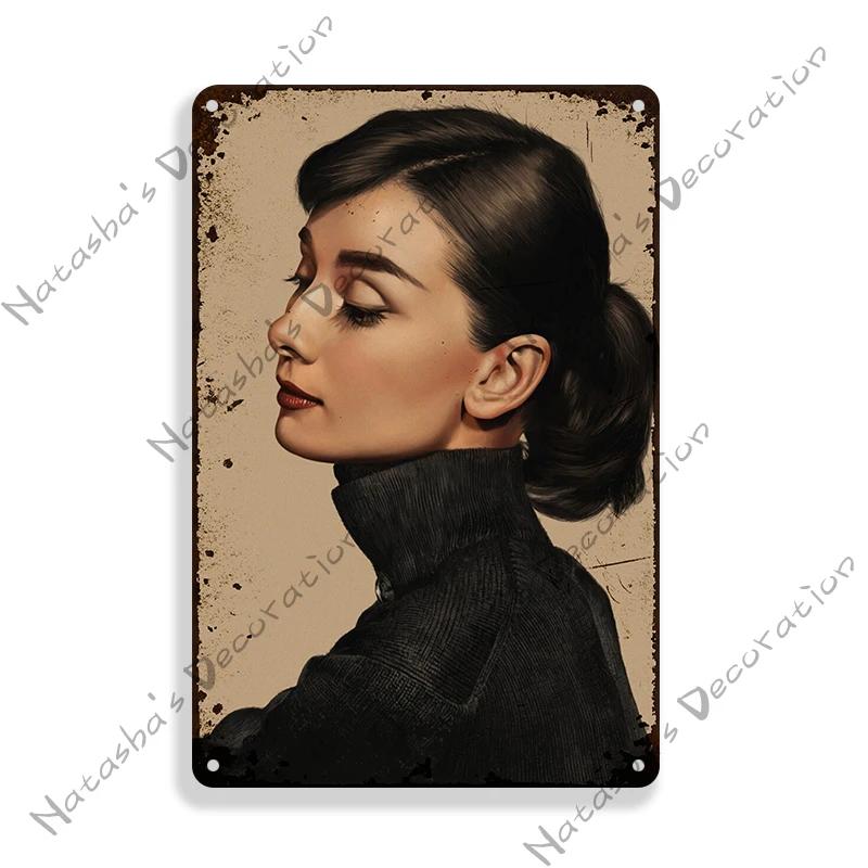 Audrey Hepburn Vintage Metallposter Ein Herz und eine Krone Film Retro Metallschild Rostiges Retro Poster Heim Bar Club Kino Wanddeko