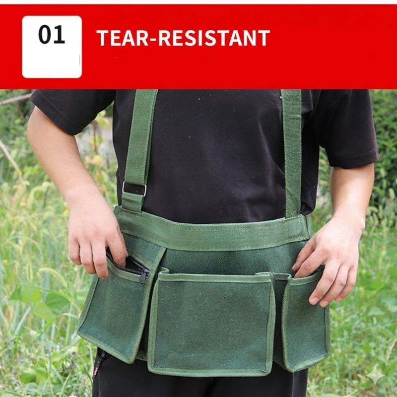 Heavy Duty Foldable Utility Pouch Reusable Storage Bag Organizer Multiple Compartments For Tools Groceries Travel Gardeners
