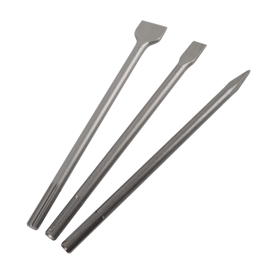 3 Piece Chisel Set Point Flat Scaling Chisel Rotating Hammer Drill Attachments for Concrete Stone