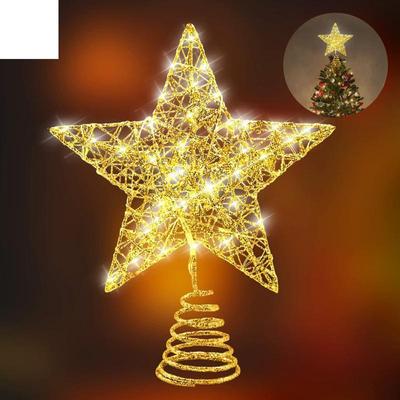 20led Glitter Christmas Tree Toppers Star Christmas Tree Decoration For Home Festive Holiday Party