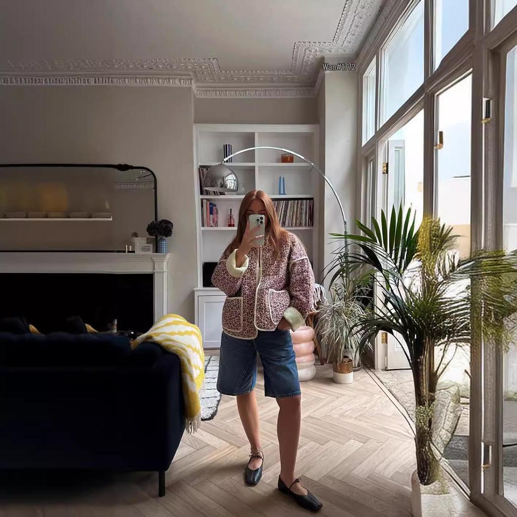 2024 Autumn/Winter Quilted Color Block Women's Cotton Jacket