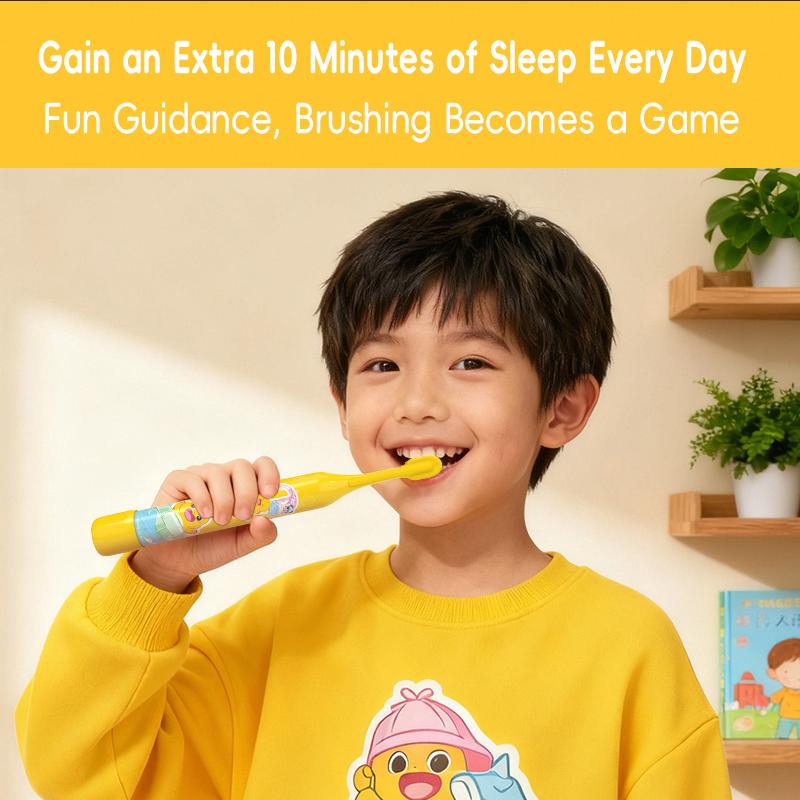 Happily OEM Cartoon Toothbrush for Kids Travel Portable Children's Oral Care Soft Toothbrush With Toothpaste Inside Press Type