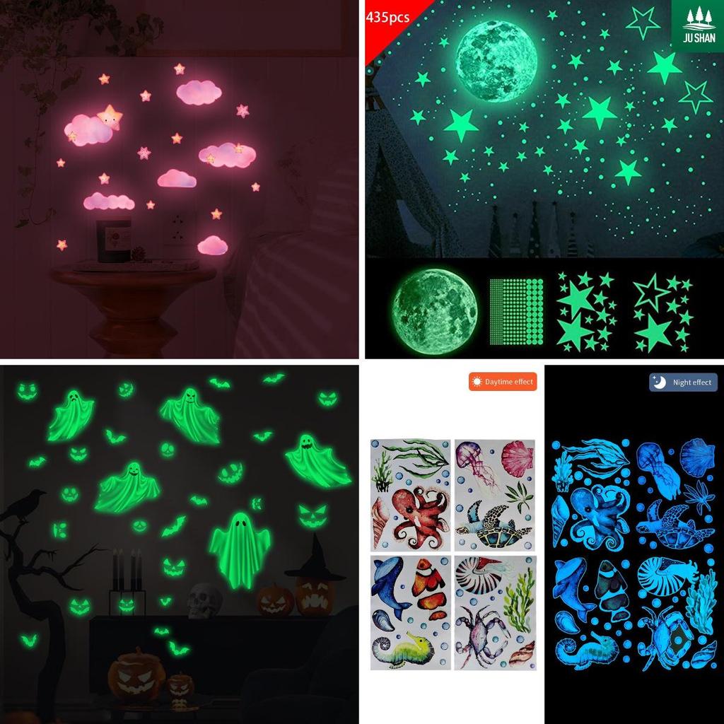 Glow-in-the-Dark Moon, Star, Cloud, Ghost & Sea Animal Wall Stickers