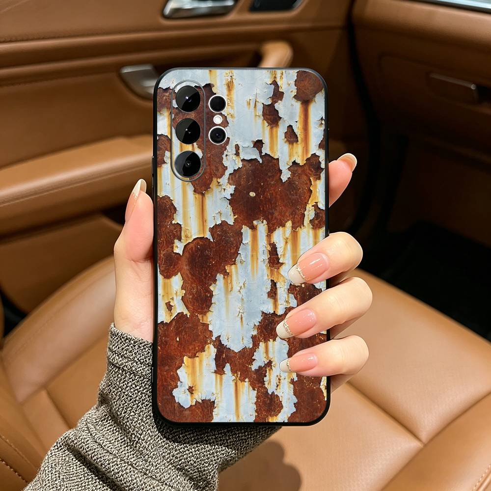 Retro Industrial Style Rusty  Black Soft Silicone Phone Case for Samsung Ultra S25, S24, S21, S22, S23, S30, Plus, FE, Lite