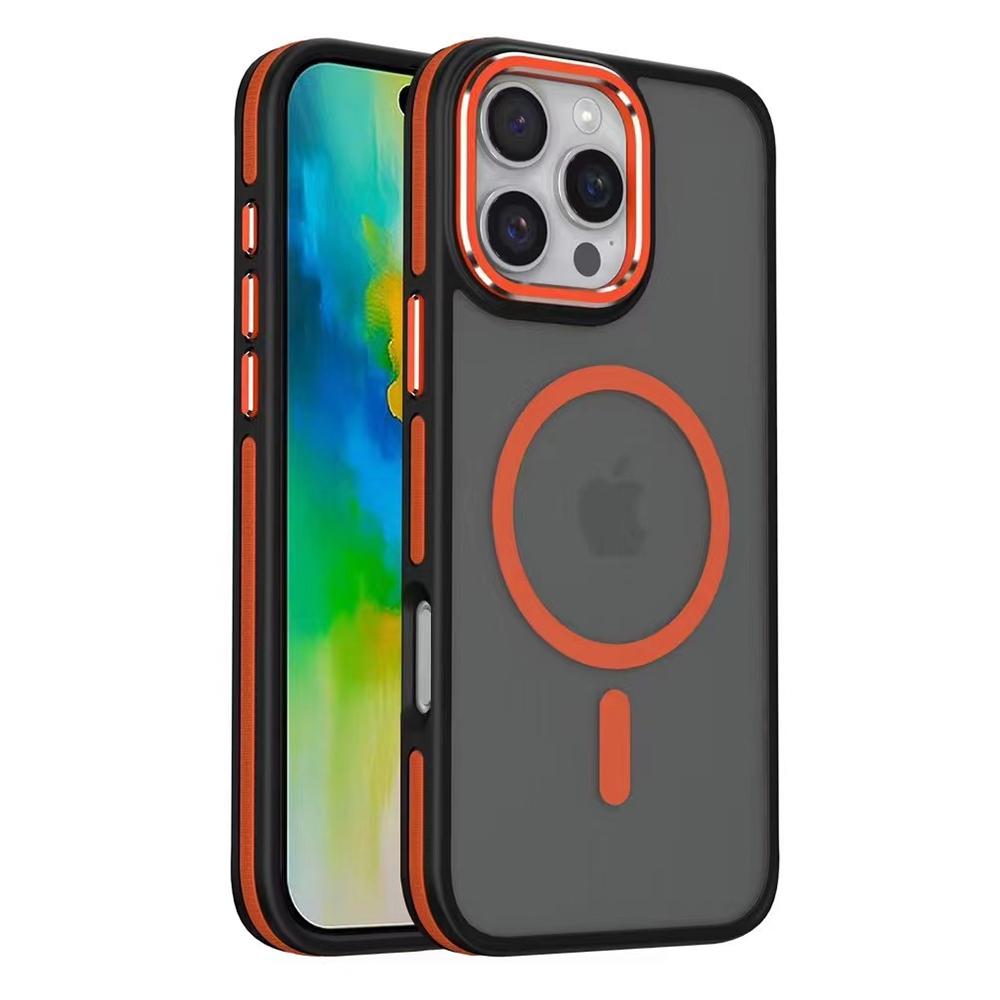 For iPhone 16 Pro Max Magnetic Case Colored Edge PC+TPU Phone Cover