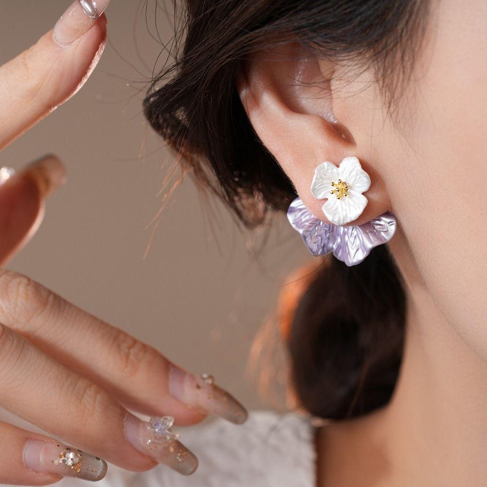 Ear Decor Flower Stud Earrings Elegant Temperament Earrings Vintage Earrings  Girls Gift