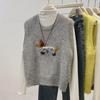 Women's 2025 Spring Cartoon Dachshund Knitted Sleeveless Vest - Western Style Waistcoat Sweater