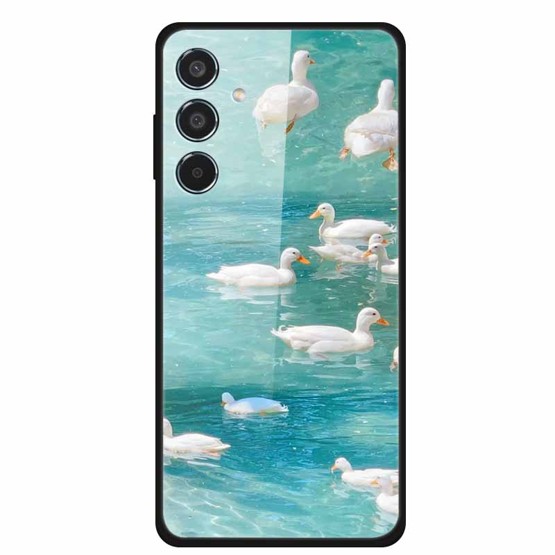 Glass Cellphone Case For Samsung Galaxy M35 Hard Plastic Back Cover For Samsung M 35 Flowers Painted Cases Fundas Shell Shield