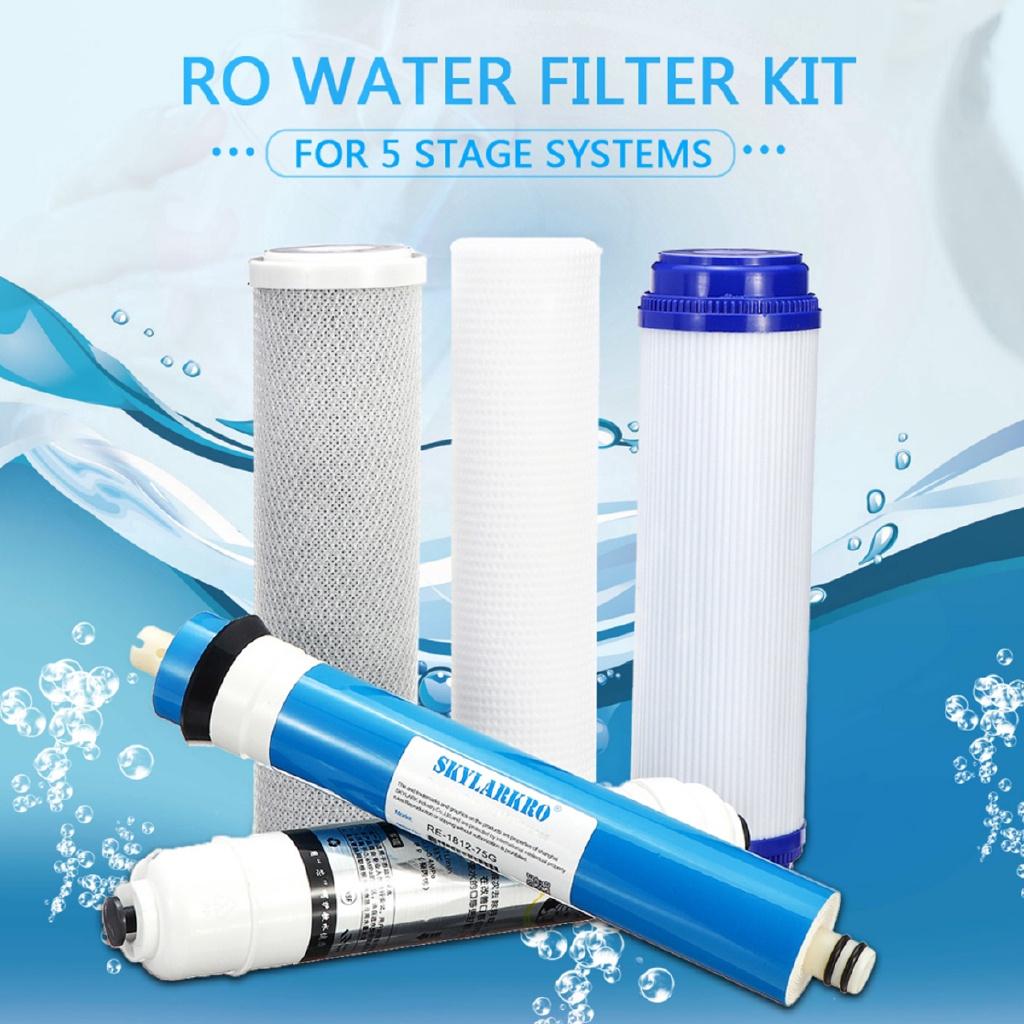 5-stufiges Umkehrosmose-RO-Ersatz-Wasserfilter-Set, 5-teilige 75-GPD-Membran-Wasserfilterkartusche