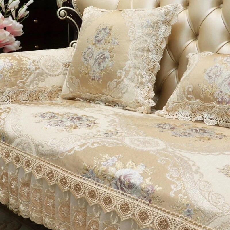 European Sofa Cushion Four Seasons Universal Jacquard Embroidery Fabric Nonslip Sofa Cover High-grade Luxury Chenille Sofa Cover