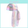 Bandana turban unisexe à paillettes arc-en-ciel, style laser, ajustable.