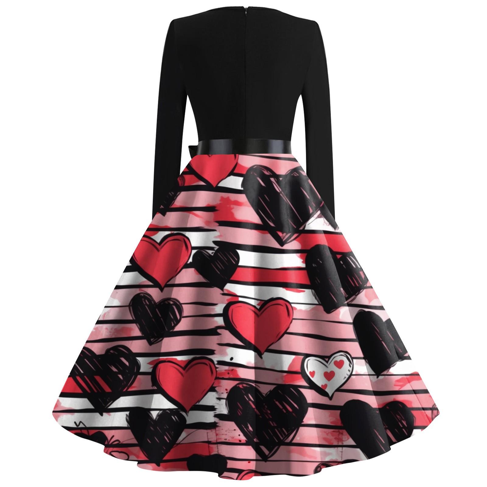 Женское винтажное классическое платье с длинным рукавом и принтом на День святого — фото 4