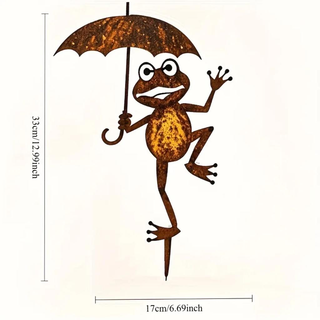 Retro Rust Iron Frog Stake Decorative Garden Art Metal Lawn Ornament Outdoor Decorations for Garden Yard Stakes Metal Crafts