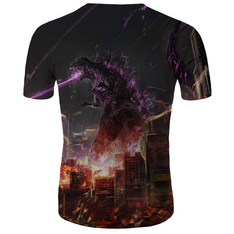 Godzilla King Of The Monster Men Short Sleeve Tops 3d Print Casual T-shirt Tee