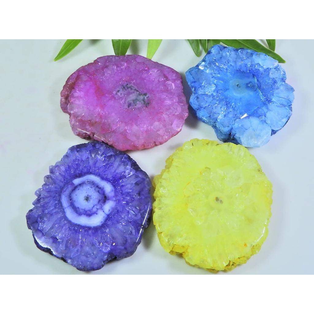 299Cts. Dyed Solar Durzy Agate 4Pcs Crystal Loose Gemstone Lot 31X34-31X39MM A-223