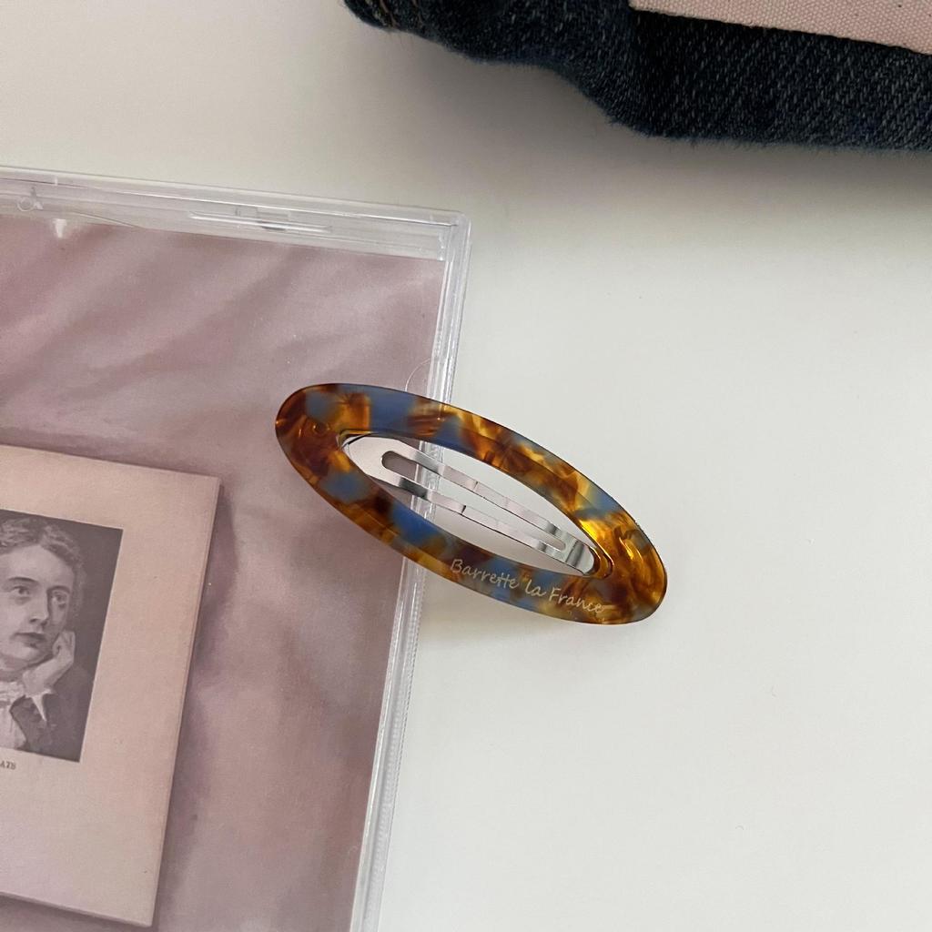 Korean Gold Oval Acetate Hair Clip - Retro Style for Bangs & Flyaways
