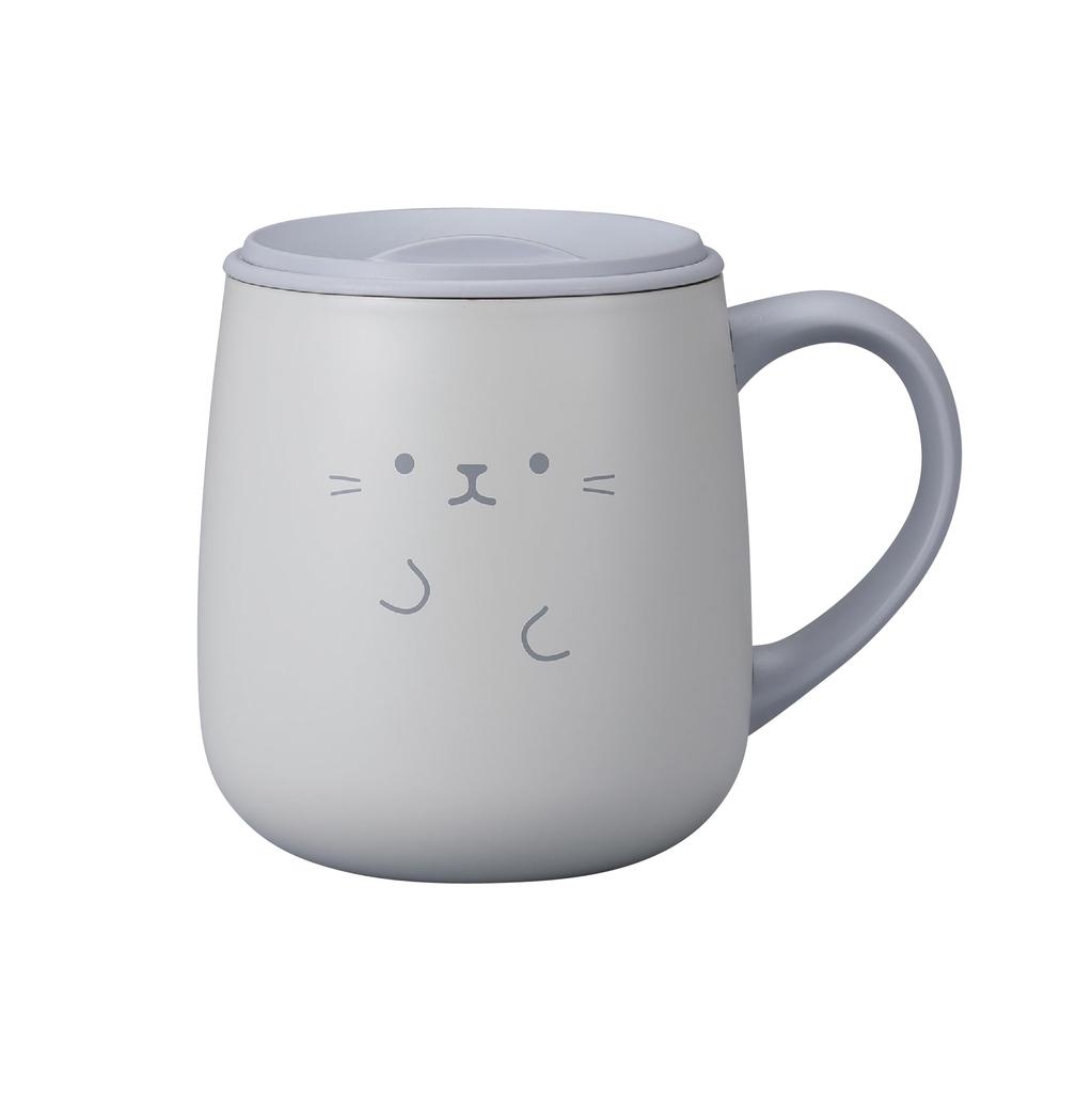 CB Japan Stainless Steel Mug with Sliding Vacuum Double 370ml Large Handle for Easy Stainless Steel Thermal Mug with ANIBALL Lid, Insulated, Layer,