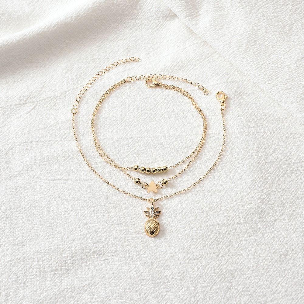 

двухслойный браслет со звездой и ананасом, 2 шт./компл., регулируемый креативный браслет для девочек