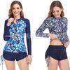 2023 Fashion Print Long Sleeve Slimming Split Bikini Set