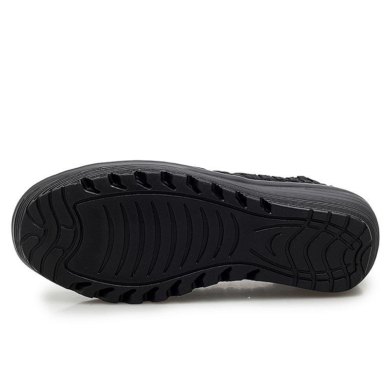 Damen Übergröße 35-42 für Damen 2025 Keilabsatz Plateau Sneakers Webart Aushöhlung Damen Slipper Slipper Freizeitschuhe