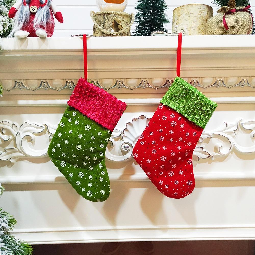 Stockings Christmas Small Gifts Bag Fireplace Decoration Holiday Festival Party