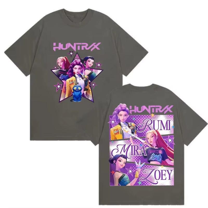

K-pop Охотник на демонов Руми Мира Зпей Футболка с киношным узором Унисекс Оригинальный стиль Харадзюку Высококачественная хлопковая футболка Уличная одежда 4XL
